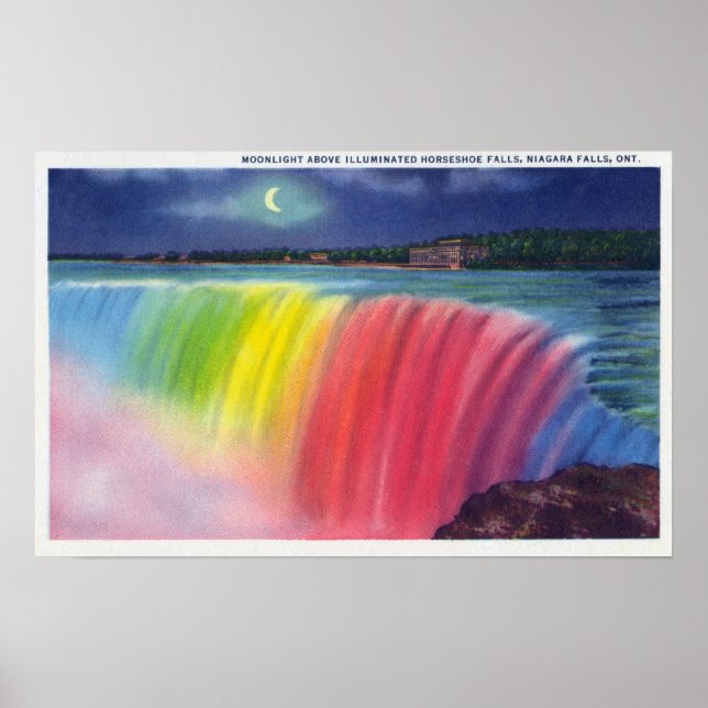 Crescent Måne över belysta hästar Poster (Framsidan)