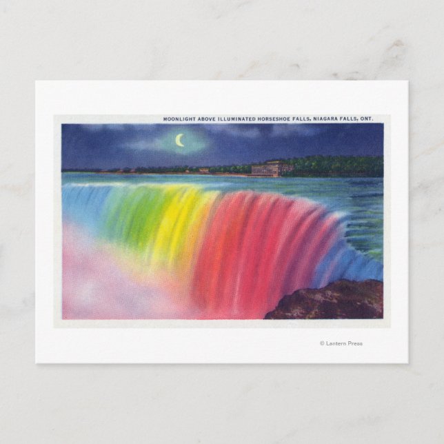 Crescent Måne över belysta hästar Vykort (Framsida)