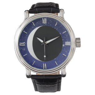 Crescent Måne på en bakgrund i Starry Armbandsur