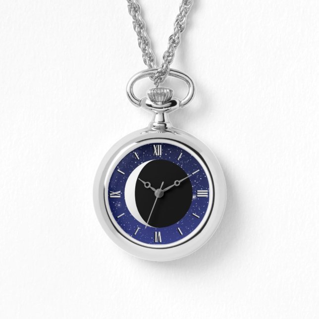 Crescent Måne på en bakgrund i Starry Armbandsur (Framsida)