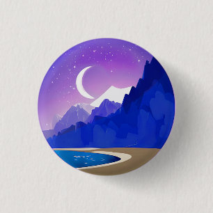 Crescent Måne, Sjö och berg i Violet & Blue Knapp