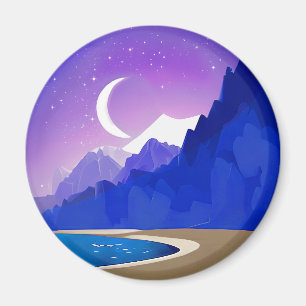 Crescent Måne, Sjö och berg i Violet & Blue Magnet