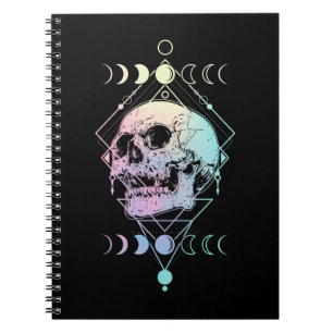 Crescent Måne Skull Occult Witchcraft Pastel Goth Anteckningsbok