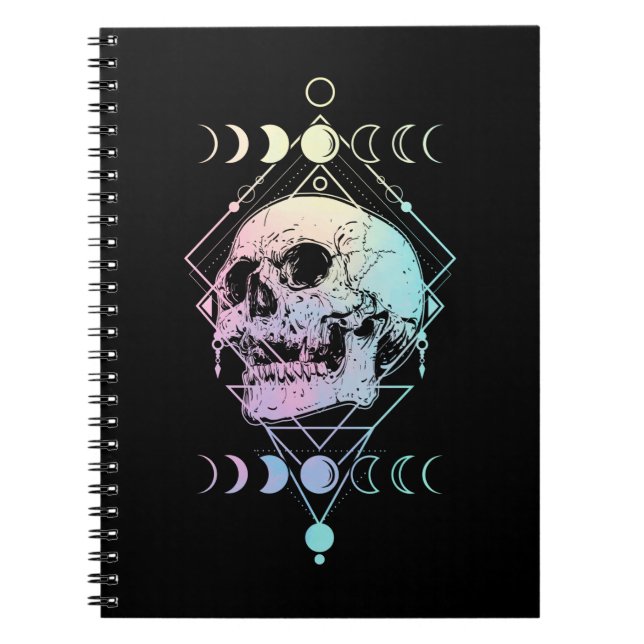 Crescent Måne Skull Occult Witchcraft Pastel Goth Anteckningsbok (Framsidan)