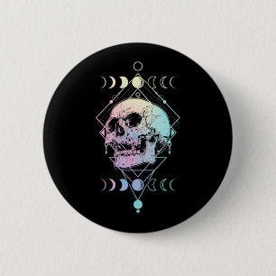Crescent Måne Skull Occult Witchcraft Pastel Goth Knapp