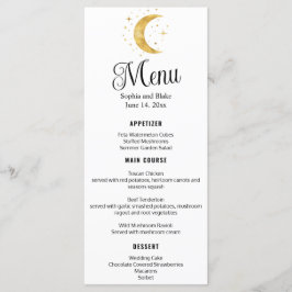 Crescent Måne Starry Night Bröllop Flat Menu Meny