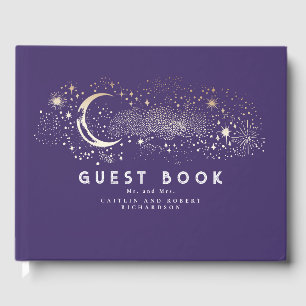 Crescent Måne Starry Night Celestial Bröllop Gästböcker