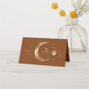Crescent Måne Starry Night Celestial Bröllop Placeringskort