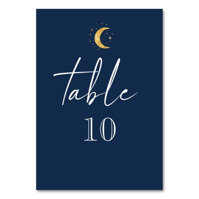 Crescent Måne Starry Night Navy Blue Bordsnummer (Framsidan)