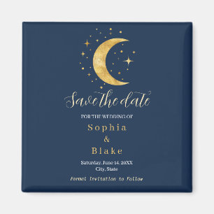 Crescent Måne Starry Night Navy Spara datum Magnet