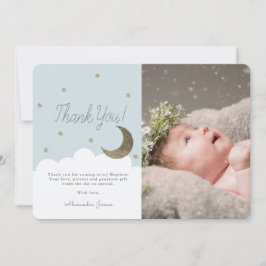 Crescent Måne & Stars Baby blue Boy Photo Tack Kort
