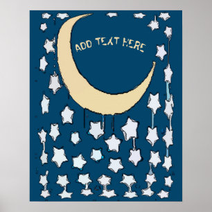 Crescent Måne & Stars, lägg till textPoster Poster