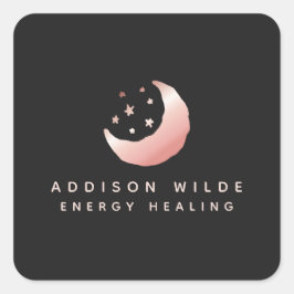 Crescent Måne Stars Logotyp i Celestial Ro Guld Fyrkantigt Klistermärke