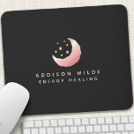 Crescent Måne Stars Logotyp i Celestial Ro Guld Musmatta<br><div class="desc">Crescent Måne Stars Logotyp Mouse Pad med kelestial Ro Guld. Den här eleganten har en modern företagsdesign för trendiget måne och stjärnor på en solid svart bakgrund.</div>