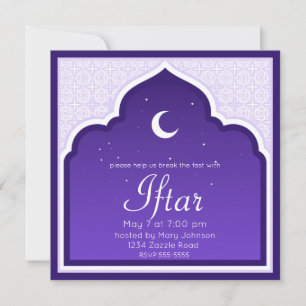 Crescent Måne & Stars Ramadan, lila, grått Inbjudningar