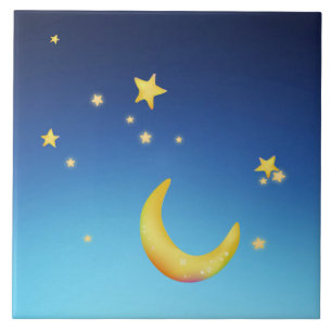 Crescent måne stjärnor kakelplatta