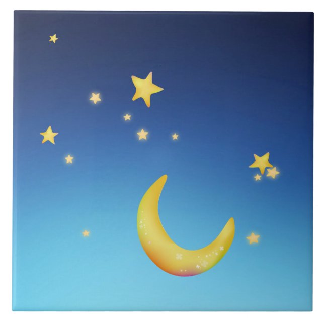 Crescent måne stjärnor kakelplatta (Framsidan)