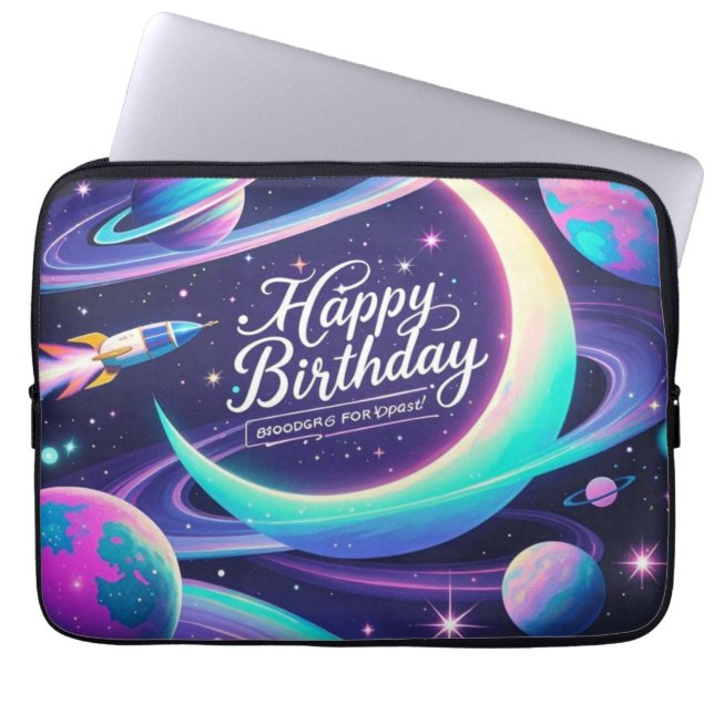 Crescent måne, stjärnor, planeter Galaxy-teman Laptop Fodral (Framsidan)