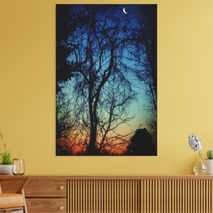 Crescent Måne Sunrise Wrapped Canvas Art
