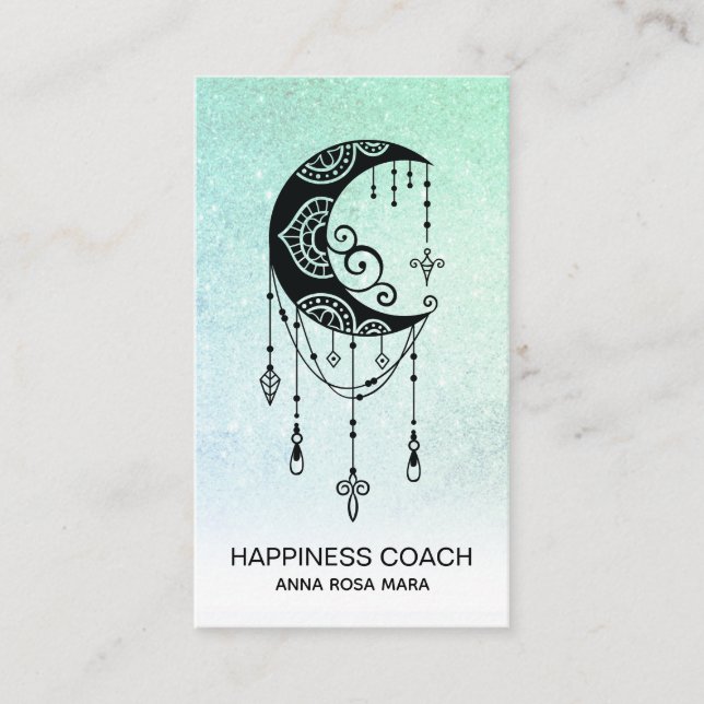 *~* Crescent Måne Talisman Shaman Glitter Luna Visitkort (Framsida)