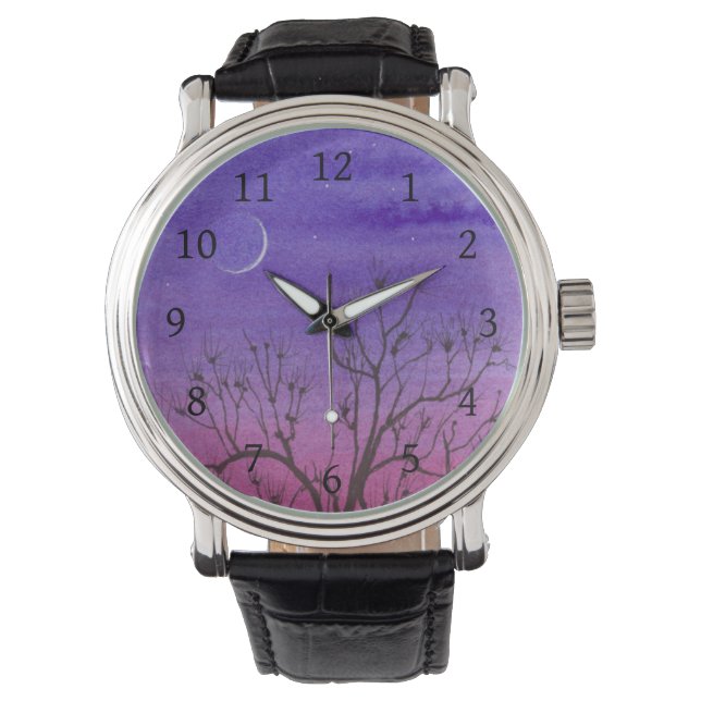 Crescent Måne & Träd Wrist Watch Armbandsur (Framsida)