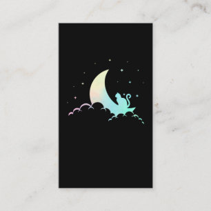 Crescent Måne Wicca Mystical Cat Pastel Goth Visitkort