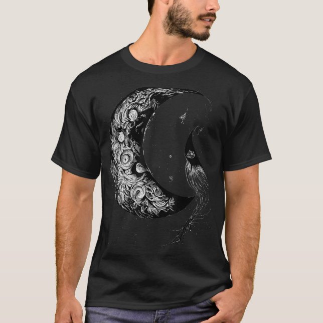 Crescent Måne Witch Aesthetic Astrology Gothic T Shirt (Framsida)