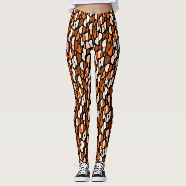 Crescent Mönster 010921 - Orange Leggings (Framsida)