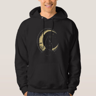 Crescent Moon Cat Kitten Astronomy Creepy Night Hoodie