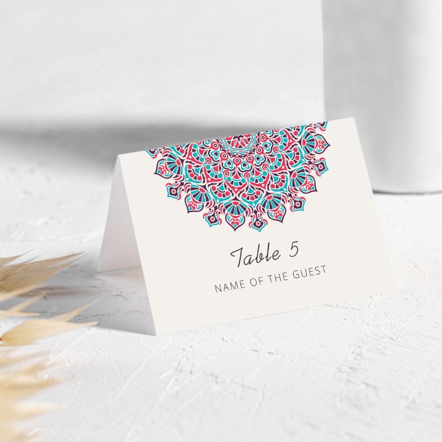 Crescent Moon Mandala Wedding Place Card Bordsnummer (Skapare uppladdad)