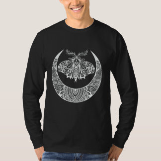 Crescent Moon Moth Vintage Goth Horror Antisocial  T Shirt