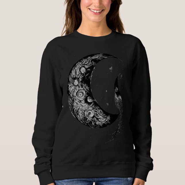 Crescent Moon Witch Aesthetic Astrology Gothic T Shirt (Framsida)
