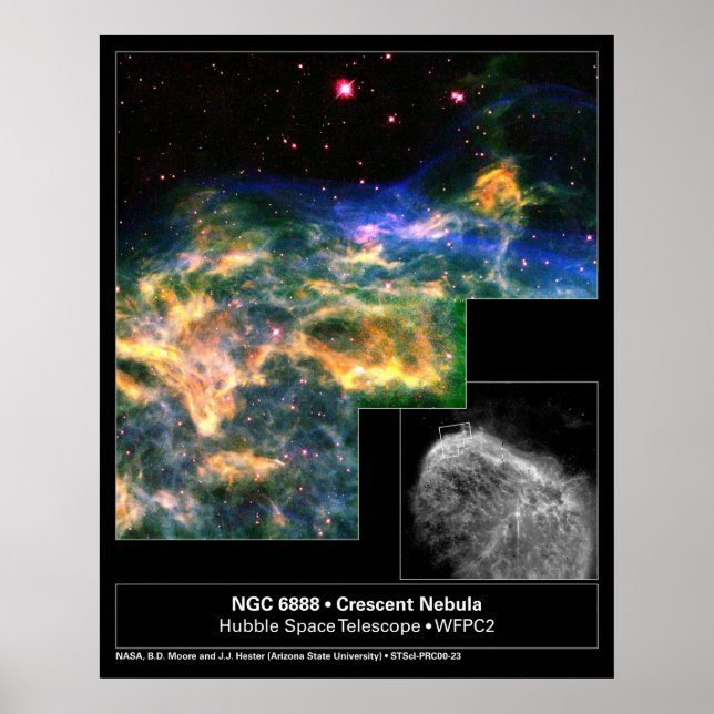 Crescent Nebula 6888 Hubble Telescope Poster (Framsidan)