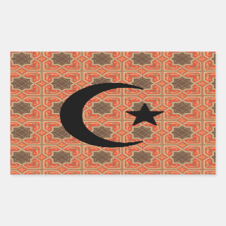 Crescent och Star med Persian Tile-bakgrund Rektangulärt Klistermärke