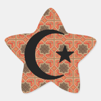 Crescent och Star med Persian Tile-bakgrund Stjärnformat Klistermärke