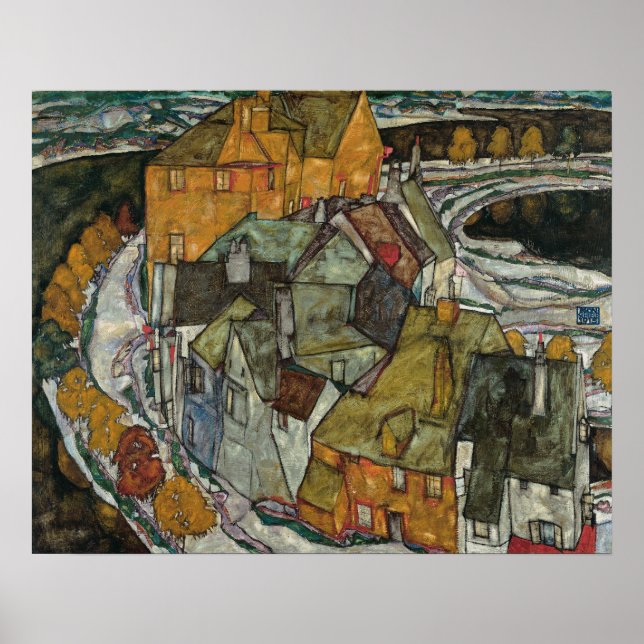 Crescent of Houses II, Island Town by Egon Schiele Poster (Framsidan)