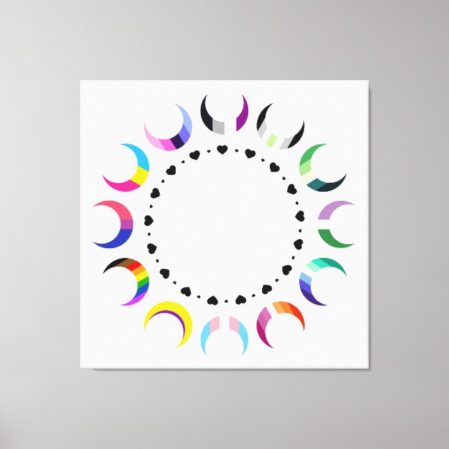 Crescent Pride Måne & Black Hjärter Canvastryck (Framsida)