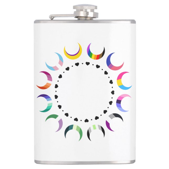 Crescent Pride Måne & Black Hjärter Fickplunta (Framsidan)