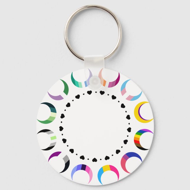 Crescent Pride Måne & Black Hjärter Nyckelring (Framsida)