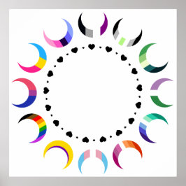 Crescent Pride Måne & Black Hjärter Poster