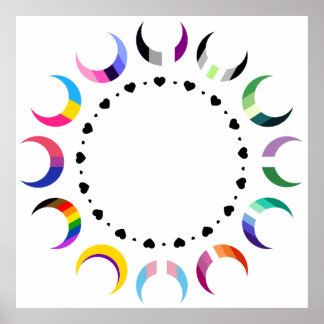 Crescent Pride Måne & Black Hjärter Poster
