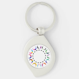 Crescent Pride Måne & Black Hjärter Swirl Silverfärgad Nyckelring