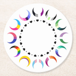 Crescent Pride Måne & Heart Ring Underlägg Papper Rund