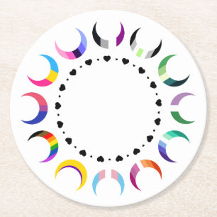Crescent Pride Måne & Heart Ring Underlägg Papper Rund
