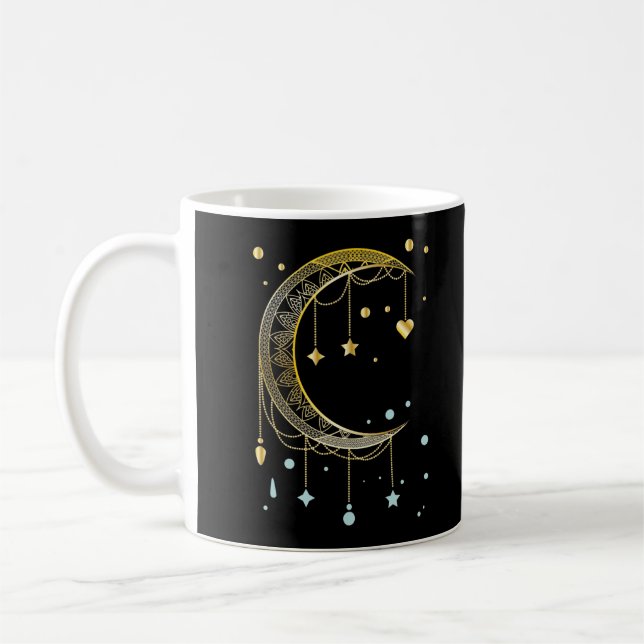 Crescent Sol Spirituality Måne Kawaii Kaffemugg (Vänster)