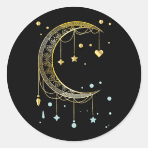 Crescent Sol Spirituality Måne Kawaii Runt Klistermärke