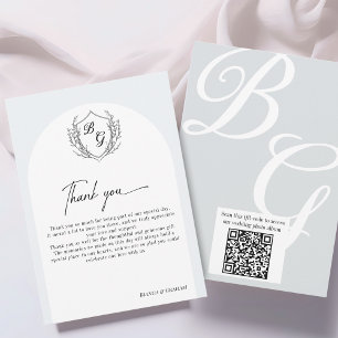 Crest Monogram bröllops QR-kod fotoalbum Tack Kort