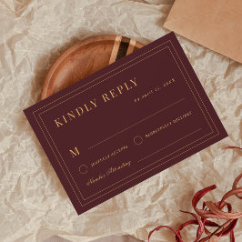Crest Monogram Burgundy Gold Vintage Wedding OSA Kort