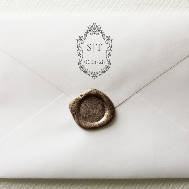 Crest Monogram Fransk Vintage Bröllop Stämpel (Skapare uppladdad)