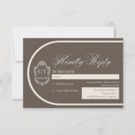 Crest Monogram Mocha Och Cream Bröllop OSA Kort